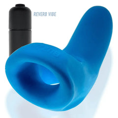 Buzzfuck blue sling angled to show oval ball-cradle opening and bullet port