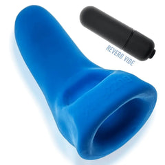 Buzzfuck blue sling lying flat showing interior texture with Reverb Vibe alongside