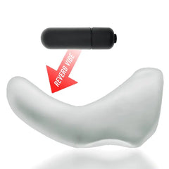 BUZZFUCK taint sling with Reverb Vibe bullet inserting into the flexible clear ice body