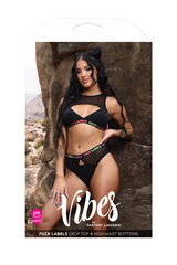 Fantasy Lingerie Fuck Labels Crop Top & High Waist Bottoms Set – S/M