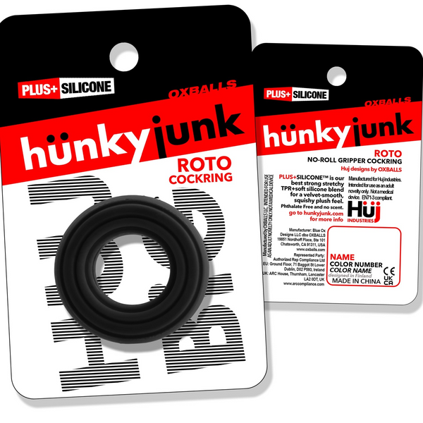 ROTO grooved gripper-ribbed cockring BLACK FOG
