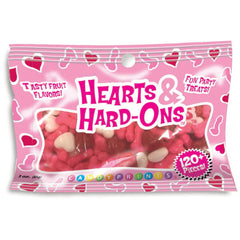 Candyprints 3oz resealable bag back angle showing heart-shaped candy mix in pink and white