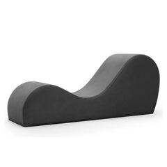 Cello Chaise sex furniture in charcoal grey velvet shown from a straight-on side profile