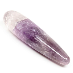 Chakrubs Amethyst Original Crystal Wand, polished purple amethyst dildo with raw crystal top