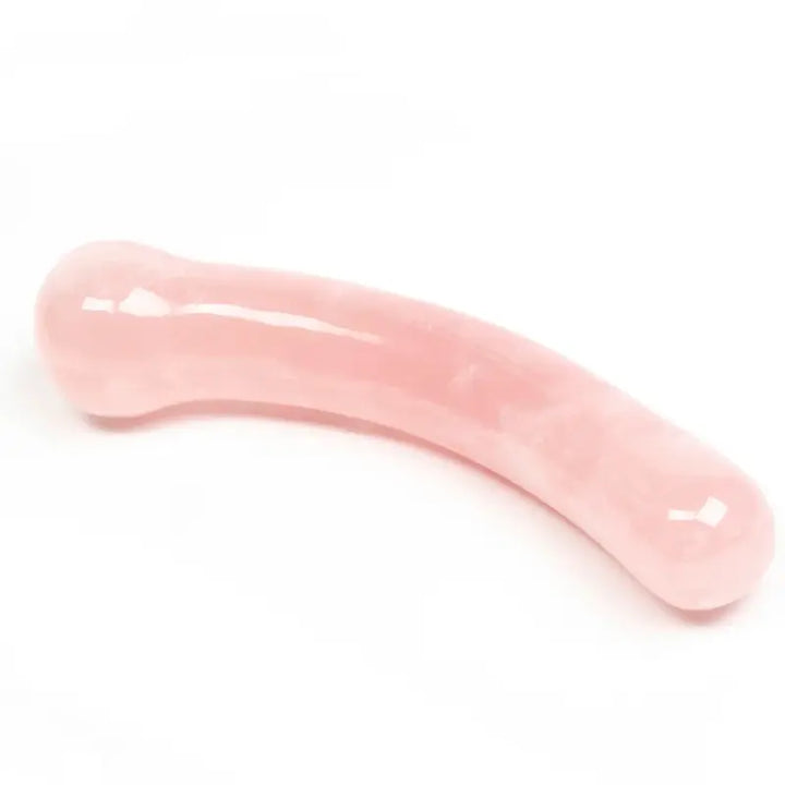 Chakrubs Heart Curve Rose dildo in polished rose quartz with a gentle curved tip