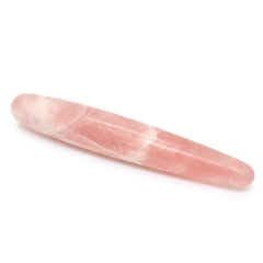 Chakrubs Heart Slim Rose quartz dildo, tapered wand shape in soft pink stone