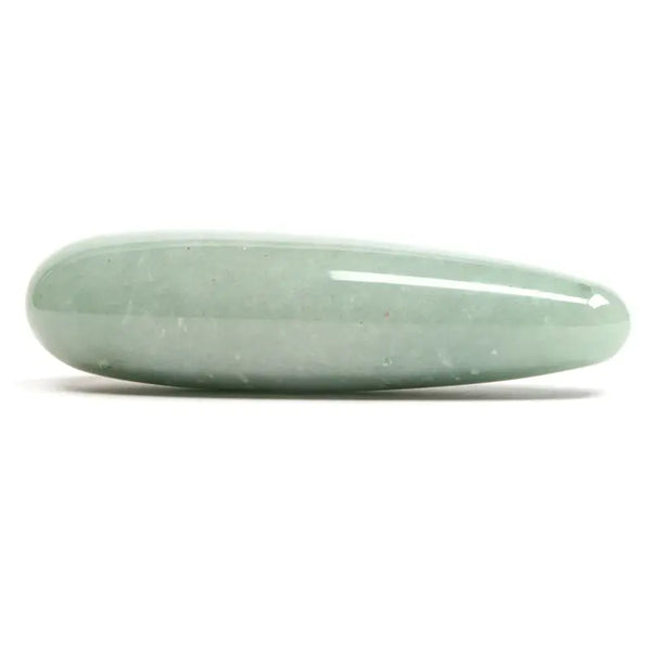 Chakrubs Indian Jade Original Wand dildo, smooth polished green stone, elongated teardrop form
