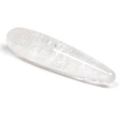 Chakrubs Prism Crystal Pleasure Wand, polished clear quartz, tapered tip, on white background