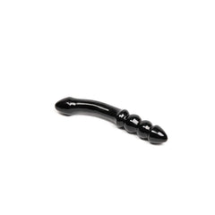 Chakrubs Viper Wand Black glass dildo with curved shaft and graduated beaded end