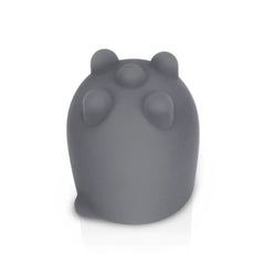 Close-up of charcoal grey Le Wand Shiatsu attachment showing multi-nodule textured top and soft silicone finish
