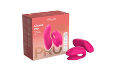 Chorus Pro box and both pink silicone vibrators displayed together outside packaging