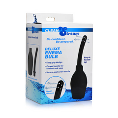 CleanStream Deluxe Enema Bulb retail box showing liquid-channel nozzle and secure-seal screw tip