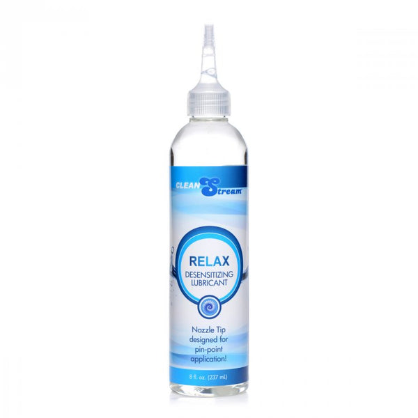 CleanStream Relax Desensitizing Lubricant 8 oz bottle with precision nozzle tip applicator