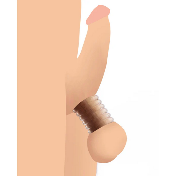 Clear stretcher rings shown stacked in use context demonstrating layered fit and stretch
