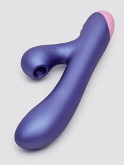 Close-up of clitoral arm tip on Romp Pulse rabbit vibe showing air-pulse opening detail