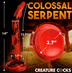 Colossal Serpent size diagram: 14-inch total length, 12.5-inch insertable, 1.5-inch tip, 3.7-inch base