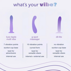 Comparison chart showing Dil-Lite alongside luxe ripple multi vibe and g-spot massager by plusOne