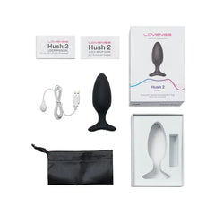 Complete Hush 2 contents: plug, USB cable, storage pouch, manuals, and packaging