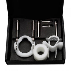 Complete Jes-Extender Light accessory set laid out in black foam-lined gift box
