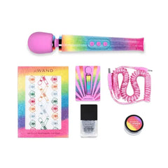 Complete Le Wand set with massager, nail polish, body gel, tattoos, and USB cord