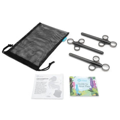 Complete set contents: three applicators, black mesh drawstring bag, and instruction guides
