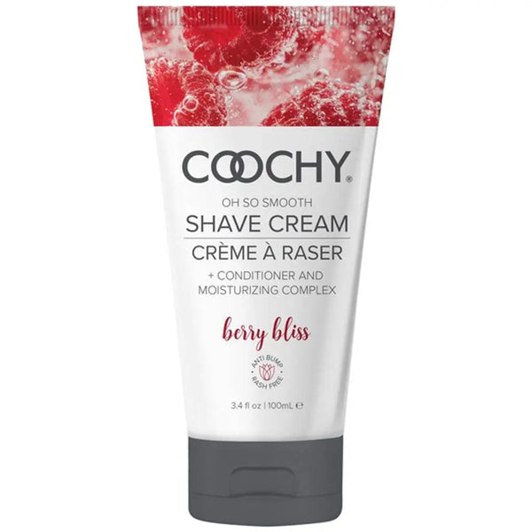 Coochy Berry Bliss Shave Cream 3.4 oz tube with red berry-themed cap and white label