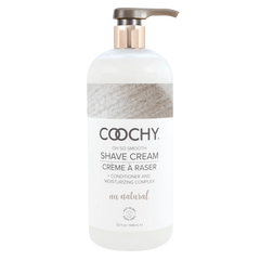 Coochy Oh So Smooth Shave Cream Au Natural 32oz pump bottle, fragrance-free formula