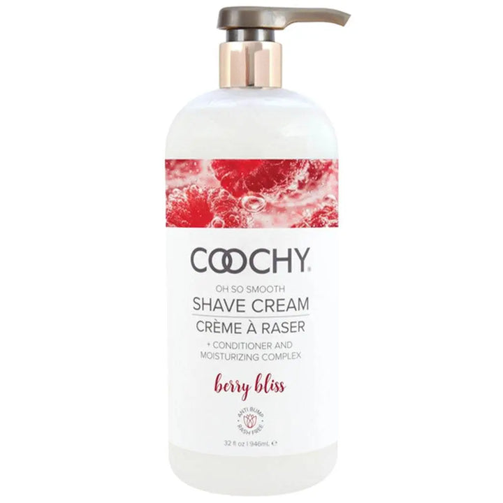 Coochy Oh So Smooth Shave Cream Berry Bliss 32oz pump bottle, front view