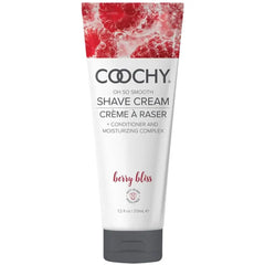 Coochy Oh So Smooth Shave Cream in Berry Bliss, 7.2 oz white tube with red berry cap