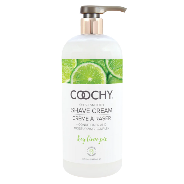 Coochy Oh So Smooth Shave Cream in Key Lime Pie, 32 oz pump bottle, front label view