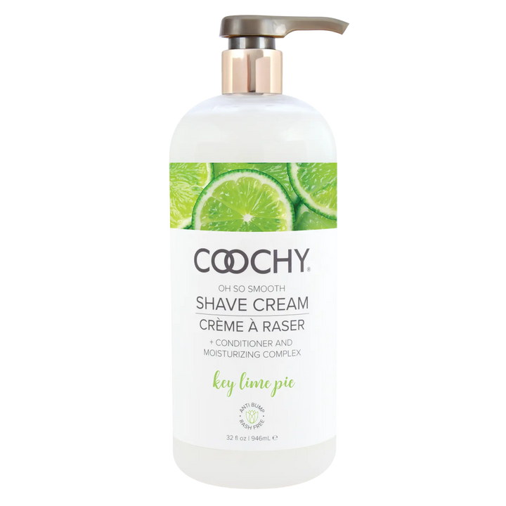 Coochy Oh So Smooth Shave Cream in Key Lime Pie, 32 oz pump bottle, front label view