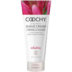 Coochy Oh So Smooth Shave Cream in Seduction scent, 12.5 oz white tube with pink floral label