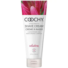 Coochy Oh So Smooth Shave Cream in Seduction scent, 7.2 oz white squeeze tube with pink floral cap