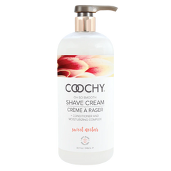 Coochy Sweet Nectar Shave Cream 32oz pump bottle, white with floral label design