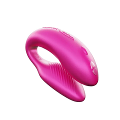 Cosmic Pink We-Vibe Chorus couples vibrator showing flexible C-shaped silicone design