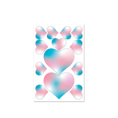 Cotton candy heart-shaped edible pasties sheet showing multiple sizes on white backing