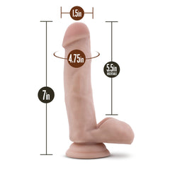 Coverboy Pool Boy dildo measurement diagram: 7in total, 5.5in insertable, 4.75in girth