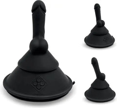 Cowgirl Cone with realistic-style attachment fitted upright on motorised base, three-angle display