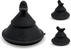 Cowgirl Cone shown with rounded textured attachment mounted on black silicone cone, multi-angle