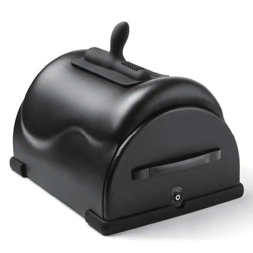 The Cowgirl Premium Sex Machine in matte black, showing front slot and base