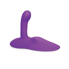 Cowgirl Rodeo Rider purple silicone rideable thruster shown from a side angle on white background