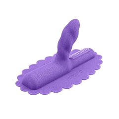 The Cowgirl Uni Horn purple glitter attachment low-angle view highlighting scalloped mounting base