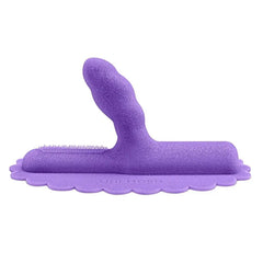 The Cowgirl Uni Horn twisted purple glitter silicone attachment with scalloped base, side view