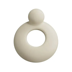 Cream silicone open-ring stimulator attachment for Spinel with rounded clitoral nub