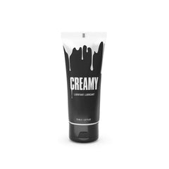 Creamy lubricant 70ml black squeeze tube with white drip design, flip-cap closure