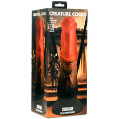 Creature Cocks Centaur Silicone Dildo displayed in retail packaging showing full product profile