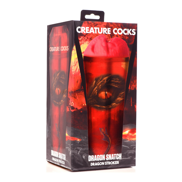 Creature Cocks Dragon Snatch Dragon Stroker displayed upright inside branded retail packaging box