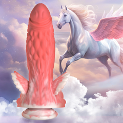 Creature Cocks Pegasus Pecker winged silicone dildo in pink with Pegasus background