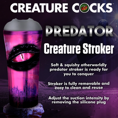 Creature Cocks Predator Stroker product detail card highlighting soft silicone and removable design