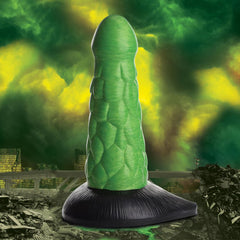 Creature Cocks Radioactive Reptile green scaly silicone dildo with black suction base